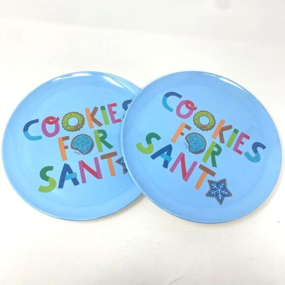 Target Other - Target 10" Blue Dinner Plates 2 Pack Holiday Christmas "Cookies For Santa" Melam